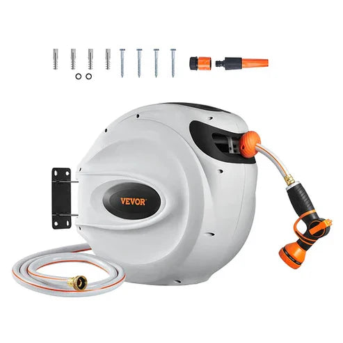 Space-Saving Auto-Rewind Hose Reel | Mounts Easily, Works Instantly