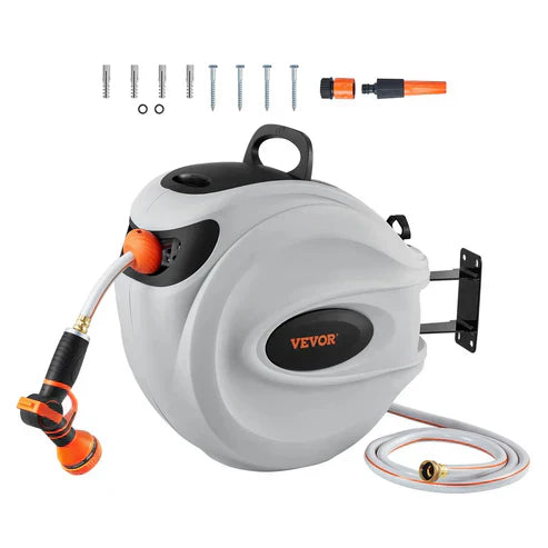 Space-Saving Auto-Rewind Hose Reel | Mounts Easily, Works Instantly