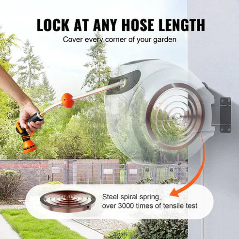 Space-Saving Auto-Rewind Hose Reel | Mounts Easily, Works Instantly